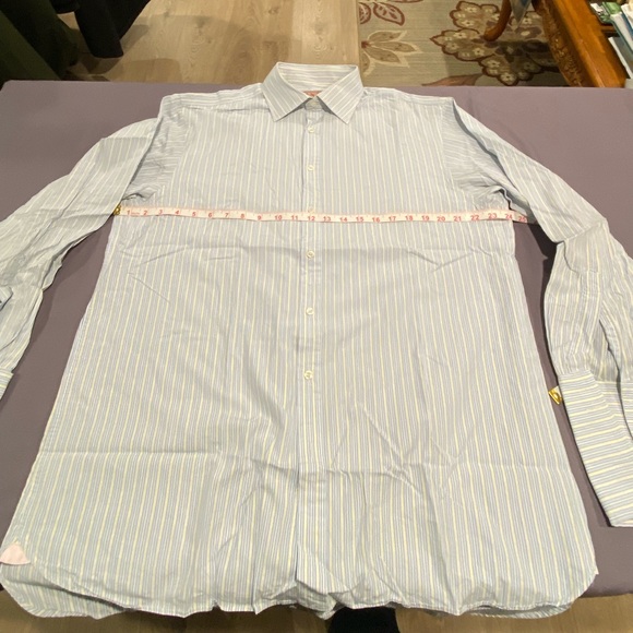 Thomas Pink French cuff shirt 16.5 blue / yellow stripe - Picture 3 of 10